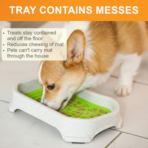 Neater Pets Neat-LIK Dog Lick Mat w/Mess-Proof Tray, Lick Mat for Dogs, Cats, Puppy, Reduces Anxiety & Boredom, Peanut Butter Slow Feeder, Interactive Treat Licking Pad (Green/Vanilla Bean) - color: Green Mat w/ Vanilla Bean Tray