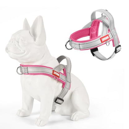 Escape Proof Dog Harness, No-Pull No Choke Soft Padded Breathable Lightweight Mesh Dog Harness for Small Dogs, Reflective Adjustable Pet Vest with Front Clip, Pink/Gray, S - color: Pink/Gray, size: Small