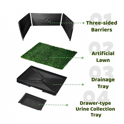 Large Dog Grass Pad with Tray, Reusable Potty Training Pad with Pee Baffle, Indoor & Outdoor 30" 20" Artificial Grass Patch for Small&Medium&Big Dogs