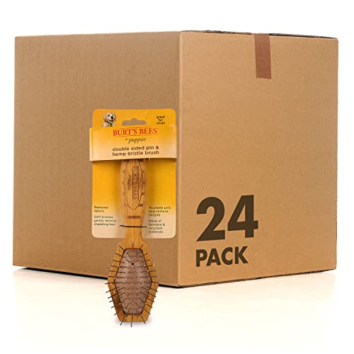 Burt's Bees for Pets Double Sided Pin & Hemp Bristle Dog Brush | Best All-Purpose Dog Brush To Reduce Shedding Great for All Small Dogs And Puppies (Pack of 24) - size: Small - 24 Count