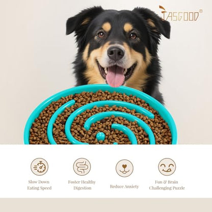 JASGOOD Slow Feeder Dogs Bowl for Large Medium Dogs,Anti-Gulping Pet Slower Food Feeding Bowls Stop Bloat,Preventing Choking - color: B-Sky Blue