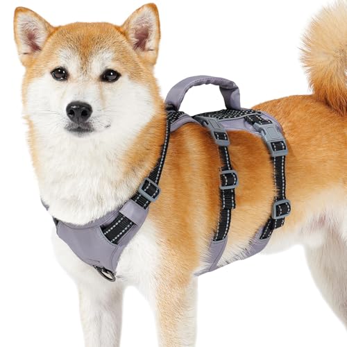 Huntboo Reflective Dog Harness with Handle, Escape Proof, No Slip, Breathable, Lightweight, Adjustable Lift Harness for Small, Medium, and Large Dogs Walking, Training, and Running Gear(Black,S) - color: Black, size: Small (Pack of 1)