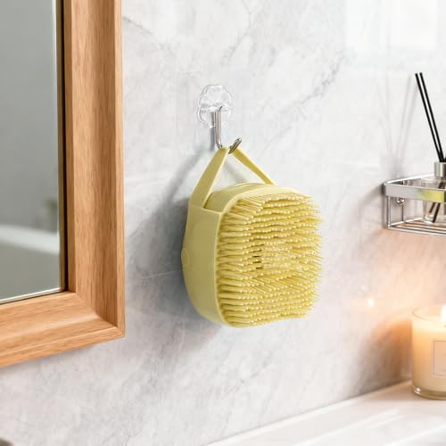 Silicone Dog Bath Brush – Dog Grooming Shampoo Scrubber with Soap Dispenser, Perfect for Shedding, Bathing, and Grooming, Ideal for Short and Long-Haired Dogs, Yellow - color: yellow