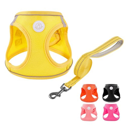 Soft Mesh Dog Harness and Leash Set, No Pull Puppy Harness and Leash Set, Reflective Step in Harness for Small Medium Dogs, Easy Walk Escape Proof Vest Harnesses (Yellow, M) - color: Yellow, size: M