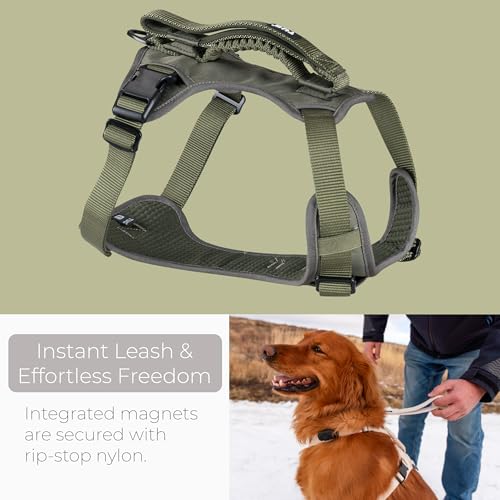 TUG Grab Dog Harness | Integrated Traffic Leash Magnetically Attached for Quick Control (Large/Green) - color: Green - Grab Harness, size: Large