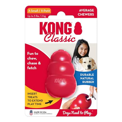 KONG Classic Stuffable Dog Toy - Fetch & Chew Toy for Dogs - Treat-Filling Capabilities & Erratic Bounce for Extended Play Time - Durable Natural Rubber Material - for Extra Small Dogs - size: X-Small