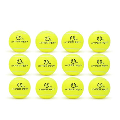 Hyper Pet Tennis Balls for Dogs - 12 Pack 2.5'' Durable Non-Toxic Outdoor Dog Toys Balls with Mesh Bag, for Fetch & Excercise, Medium to Large Breeds (Non Squeaky)