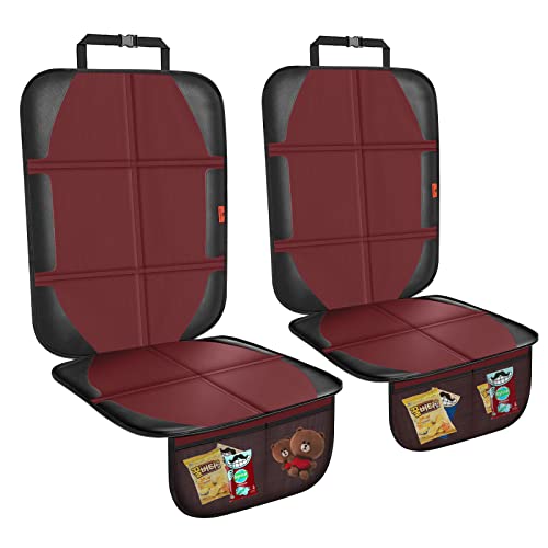 XHYANG Car Seat Protector,2 Pack Automotive Seat Protectors Baby Carseat Pad Waterproof Durable 600D Fabric for Child Baby Car Seat Mat Vehicle Pet Cover 2 Storage Pockets (Wine Red) - color: 2 Pack Wine Red