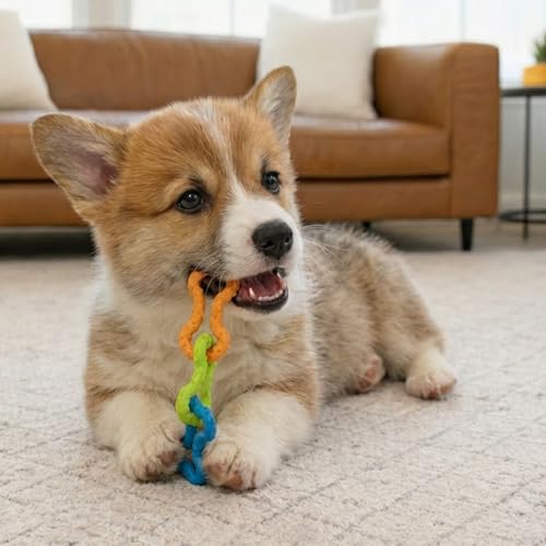 Bone Tugz Tug & Chew Dog Toy - Bendy, Textured Rubber for Tug-of-War, Light-Moderate Chewers, Teething Puppies & Small Dogs, 6.25" x 1.75" - color: Bonetugz Blue