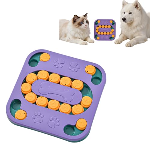 Cat Puzzle Toy, Treat Dispenser & Slow Feeder for Cat and Dog (purple) | Sturdy Plastic Enrichment Toys for Mental Stimulation,Reduces Boredom & Destructive Chewing - color: purple