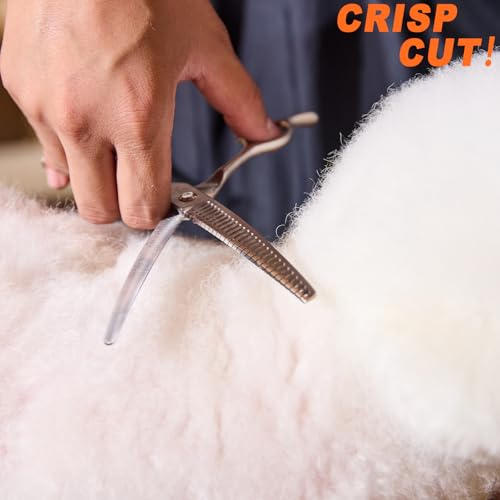 High-end Professional Dog Grooming Curved Thinning Scissors Teeth Blending Shears Pet Texturizing Thinner Blender Shears 7 Inch Extremely Very Sharp Made Of Stainless Steel Alloy For Dog Cat Groomer - style: 7inch Big Teeth Curved Thinning