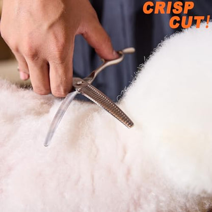 High-end Professional Dog Grooming Curved Thinning Scissors Teeth Blending Shears Pet Texturizing Thinner Blender Shears 7 Inch Extremely Very Sharp Made Of Stainless Steel Alloy For Dog Cat Groomer - style: 7inch Big Teeth Curved Thinning