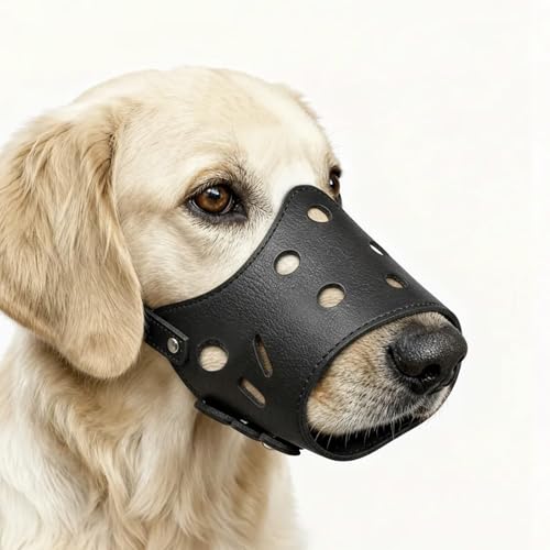 Dog Muzzle Leather, Comfortable and Safe Anti-Barking Leather Dog Muzzle, Breathable and Adjustable, Anti-Bite, Anti-Barking, Anti-Chewing, Suitable for Small, Medium and Large Dogs - size: XS
