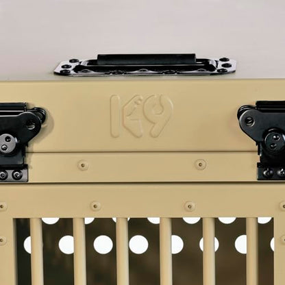 K9 Kennel Boss Aluminum Collapsible Dog Crate, Heavy Duty Folding Kennel - Medium-Long (Tan) - color: Tan, size: 40.6"L x 25.2"W x 28.9"H