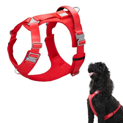 Dog Harness Heavy Duty No Pull Dog Harness with Handle, QR Code Anti-Loss Alloy Buckle Adjustable Nylon Dog Vest Control Harness for Medium Large Dogs Walking Training (Vivid Red, XL) - color: Vivid Red, size: XL
