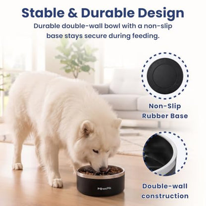 PawsPik 64oz 18/8 Stainless Steel Slow Feeder Dog Bowl, Double-Wall Non-Slip Metal Dog Bowl for Fast Eating Medium & Large Breeds, Detachable Slow Feeder Insert, Dishwasher Safe (Eclipse Shadow Black) - color: Eclipse Shadow Black