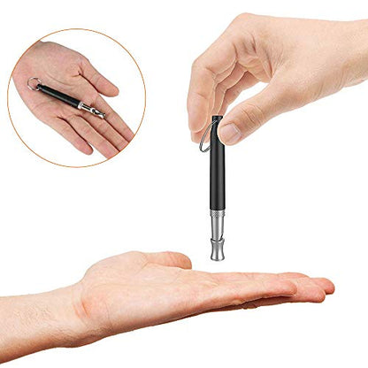Dog Whistle to Stop Barking, Adjustable Pitch Ultrasonic Training Tool Silent Bark Control for Dogs-2 Free Lanyard Strap with Pack of 2 PCS Pet Whistle