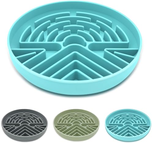 Lesipee Slow Feeder Dog Bowl for Large & Small Pets, Anti Choking Puzzle Dog Food Lick Mat with Non-Slip Base, Interactive Pet Slow Eating, Silicone Licking Mat Cat Feeding Bowl for Puppies & Cats - color: Blue