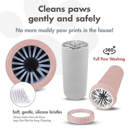 Dexas MudBuster Large Dog Paw Cleaner, Blush, Fits 2.5"-3.5" Wide Paws, Gentle Silicone Bristles for Quick, Easy Cleaning - color: Blush, size: Large without Lid