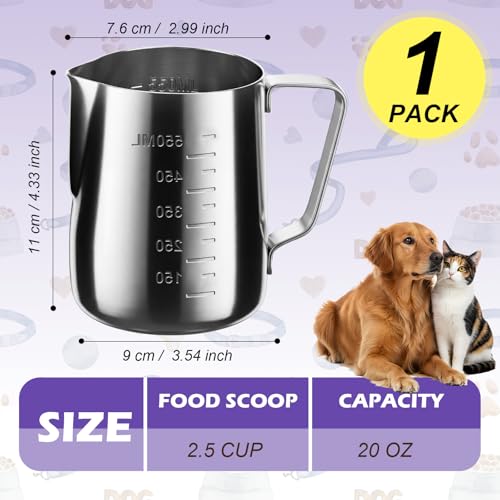 2.5 Cup Dog Food Scoop Stainless Steel Dog Food Measuring Cups Pet Food Scoop with Precision Scale Measurements for Dogs,Cats or Bird Foods, Injection Molded and Dishwasher Safe (2.5 CUP) - size: 2.5 CUP