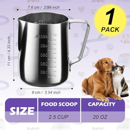 2.5 Cup Dog Food Scoop Stainless Steel Dog Food Measuring Cups Pet Food Scoop with Precision Scale Measurements for Dogs,Cats or Bird Foods, Injection Molded and Dishwasher Safe (2.5 CUP) - size: 2.5 CUP