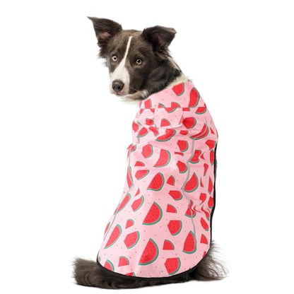Mile High Life Dog Raincoat, Adjustable Waterproof Reflective Rain Jacket for Small Medium Large Dogs, Lightweight Breathable Pet Rain Coat with Leash Hole(Pink Watermelon,XXS Chest 16-19") - color: Pink Watermelon, size: XXS Chest 16"-19"