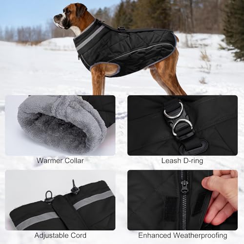 Dog Coat, Warm Dog Winter Coat for Small Dogs, Waterproof Jacket with Harness Built in, Reflective Turtleneck Cold Weather Coats with Zipper,Pet Fleece Vest Snow Jacket, Black XS - color: Black, size: XS
