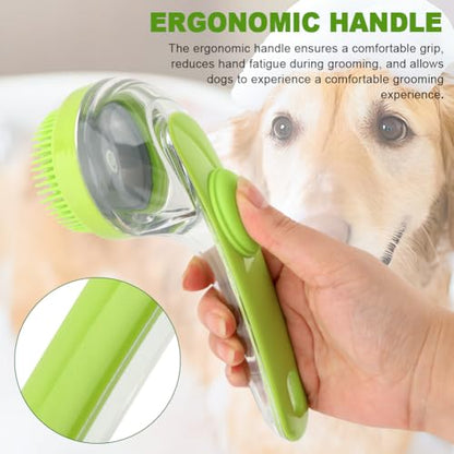 Pet Bath Brush, 2 in 1 Dog Bath Brush with Built-in Shampoo Dispenser, Pet Wash Brush with Double Head Toothbrush, Grooming Massage Brush for Dogs & Cats - color: Green