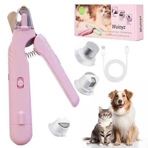2-in-1 Dog Nail Grinder &Dog Nail Clippers with Light，Cat Nail Clippers ，Ultra-Quiet, USB Rechargeable, Multiple Grinding Methods, and Splash Guard for Large Medium Small Dogs Cats Pets(Pink) - color: pink