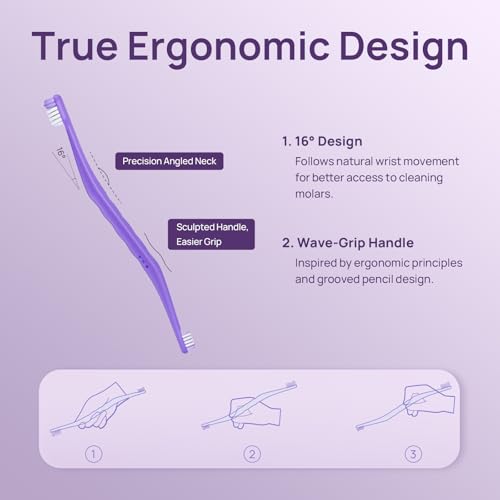 HICC PET Toothbrush for Dogs & Large Cats, Ergonomic Pet Toothbrush for Easy Teeth Cleaning,Gentle on Gums, Cat & Dog Dental Care – Toothpaste Not Included - color: Purple for Dogs & Large Cats