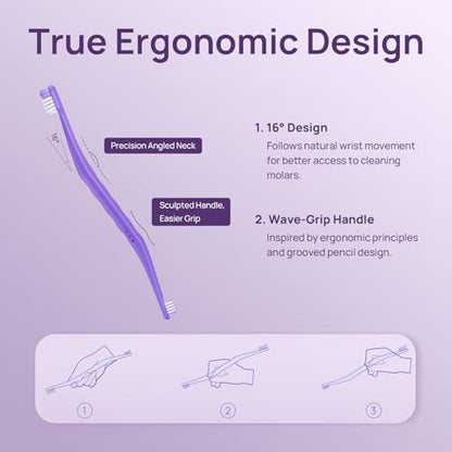 HICC PET Toothbrush for Dogs & Large Cats, Ergonomic Pet Toothbrush for Easy Teeth Cleaning,Gentle on Gums, Cat & Dog Dental Care – Toothpaste Not Included - color: Purple for Dogs & Large Cats