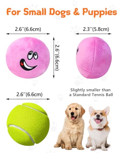 Squeaky Dog Toys, Interactive Soft Plush Puppy Toy Balls for Small Medium Breed, Cute Stuffed Pet Teething Ball Pack to Keep Dogs Busy - size: Small