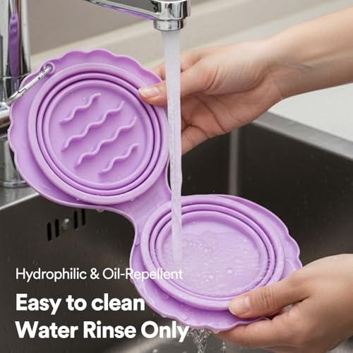 Collapsible Silicone Dog Bowl (Purple) - color: Purple