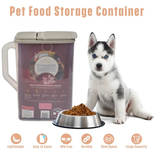 Buddeez Pet Food Storage Container - 8 Quart Capacity Dog/Cat Food & Bird Seed Container with Durable EZ Grip Handle, Flip Gray Lid (includes 1 Cup Clear Scoop) (Pack of 2) - size: 8 Pounds (Pack of 2)