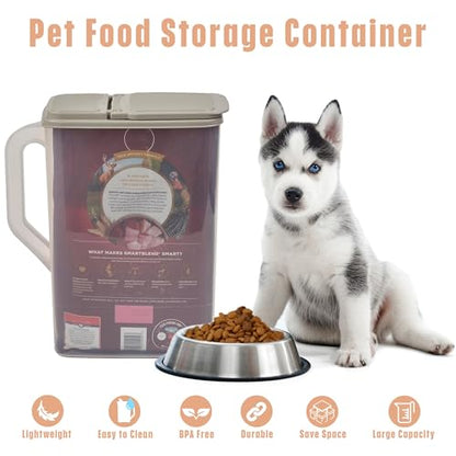 Buddeez Pet Food Storage Container - 8 Quart Capacity Dog/Cat Food & Bird Seed Container with Durable EZ Grip Handle, Flip Gray Lid (includes 1 Cup Clear Scoop) (Pack of 2) - size: 8 Pounds (Pack of 2)