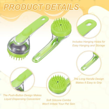 Pet Bath Brush, Dog Shampoo Brush New 2 in 1 Grooming Massage Scrubber Bubble Maker with Ring Built-in Shampoo Dispenser(Coarse,Yellow/Green), for Long Short Hair Cats Shower - color: Yellow/Green