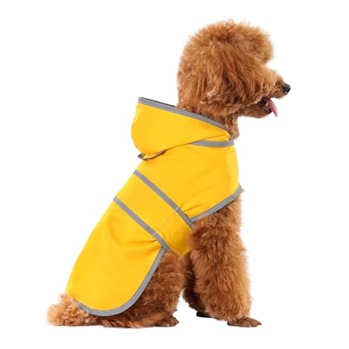 Dog Raincoat for Small Dogs Puppies Waterproof Jacket Hooded Rain Coats with Reflective Strips Leash Hole & Poncho Adjustable Fit (Yellow,XS) - color: B.Yellow, size: X-Small