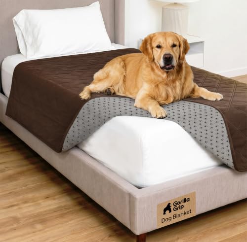 GORILLA GRIP® Waterproof Dog Blanket, 82x52, Leakproof Couch Cover for Dogs, Silicone Grip Backing, Protects Sofa, Sectional, Bed, Crate, Car & RV, Tear-Resistant Washable Senior Pet Blanket, Brown - color: Chocolate, size: 52" X 82"