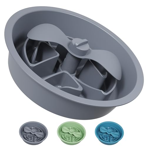 AVERYDAY Slow Feeder Dog Bowls for Large Breed, 2.5 Cups Deep Food Puzzle Bowl with Spinning Slow Feeder Insert, Non-Slip Bottom, Fits for Raised Stand, Hard Maze Design for Medium and Large Dogs - color: Petal Feeder Grey, size: 2.5 Cup - Fit 7.5-7.7'' F