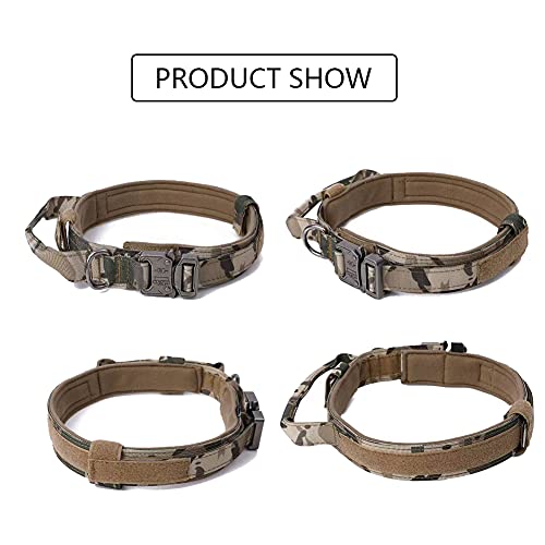 Tactical Dog Collar and Leash Set Adjustable Military Nylon Dog Collar with Control Handle and Heavy Duty Metal Buckle for Large Dogs（Camo S - color: Camo SET(collar+leash), size: Small (Pack of 1)