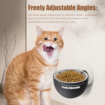 MANON ROSA Hanging Pet Feeding Bowl - Wall-Mounted Angle Adjustable Stainless Steel Food Bowl for Dogs and Cats Anti-Slip Spill-Proof Neck Protection (White) - color: White