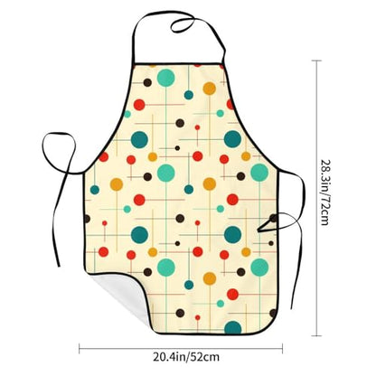 Women Men Bib Aprons Chef Cooking Apron With Pockets For Kitchen Grilling Bbq Painting Gardening - color: Atomic Retro
