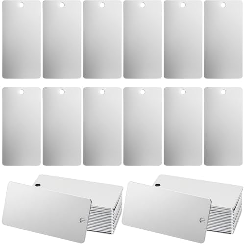 PercyEffie 50PCS Metal Tags for Engraving Laser Engraving Blanks Tags for Stamping Metal Stamping Blanks tag for engraing Stainless Steel Name tag Dog Personalized