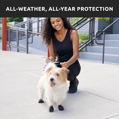 PawZ Rubber Dog Boots for Small Paws - All-Weather Waterproof Dog Shoes, Anti-Slip Traction for Rain, Snow, Mud & Hot Pavement - Pull-On Dog Booties, Black - X-Small (1.5"-2") - Pack of 12 - size: XS