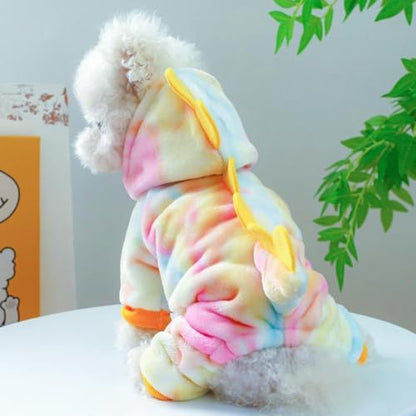 Dinosaur Puppy Coats, Winter Fleece Hoodies with Leash Ring, Cat Coat, Funny Dog Costume for Boy, Girl, Christmas, Halloween (Yellow, X-Large) - color: Yellow, size: X-Large