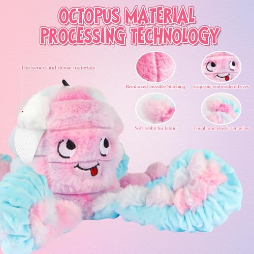 Tough Octopus Dog Toy, Interactive Squeaky & Crinkle Tug of War Toy for Aggressive Chewers, Large Durable Plush Chew Toys to Keep Dogs Busy- Crinkle Octopus, Large (Pink) - color: Pink