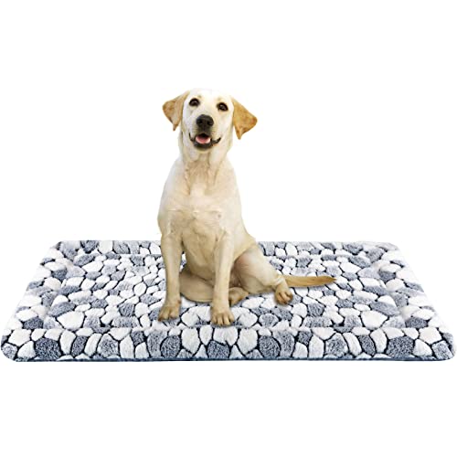 VANKEAN Dog Crate Pad Bed Mat Reversible (Warm & Cool), Soft Pet Sleeping Mat Dog Bed for Crate Suitable for Small to XX-Large Dogs and Cats, Machine Washable Crate Beds, Grey Stone Pattern - size: X-Large