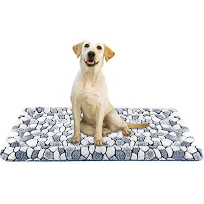 VANKEAN Dog Crate Pad Bed Mat Reversible (Warm & Cool), Soft Pet Sleeping Mat Dog Bed for Crate Suitable for Small to XX-Large Dogs and Cats, Machine Washable Crate Beds, Grey Stone Pattern - size: X-Large