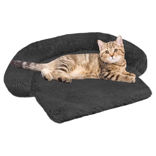 Calming Dog Bed Fluffy Plush Dog Mat for Furniture Protector with Removable Washable Cover for Large Medium Small Dogs and Cats (XS(31“x23.5”x5“), Dark Grey) - color: Dark Grey, size: 31.0"L x 23.5"W x 5.0"Th