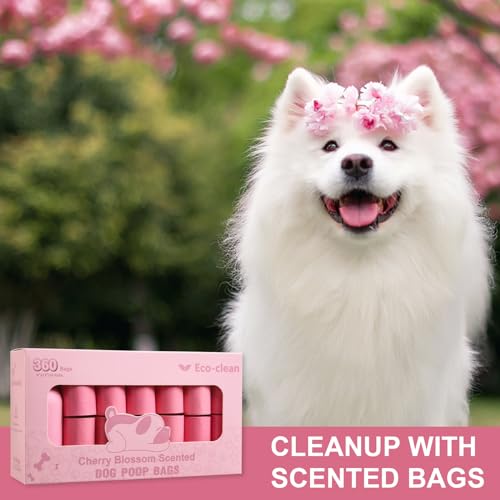 ECO-CLEAN 360 Count Dog Poop Bags with Dispenser, Leak-Proof, Cherry Blossom scented - color: Pink-Scented